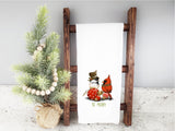Christmas Birds Tea Towel - Cardinal Flour Sack Towel - Winter Kitchen Towel - Chickadee Christmas Kitchen Towel - Gift for Bird Lover