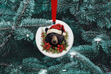 Rustic Black Bear Santa Ceramic Ornament - Festive Christmas Decor - Christmas Black Bear Ornament - Keepsake Holiday Decoration