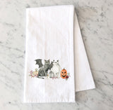 Halloween Pets Kitchen Towel - Fall Tea Towel - Halloween Cats in Costume Kitchen Decor - Flour Sack Dish Towel - Cat Lover Fall Farmhouse