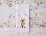 Easter Golden Doodle Flour Sack Towel – Cute Spring Kitchen Décor - Dog Love - Gift for Doodle Mom