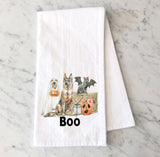 Halloween Pets Kitchen Towel - Fall Tea Towel - Halloween Dogs in Costume Kitchen Decor - Flour Sack Dish Towel - Boo Fall Farmhouse