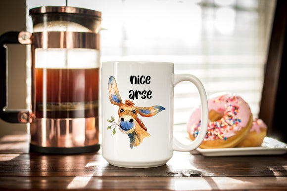 Nice Arse Donkey Coffee Mug - Unique Donkey Lover Gift - Sassy Statement Mug - Best Friend or Coworker Gift - Funny Donkey Gifts