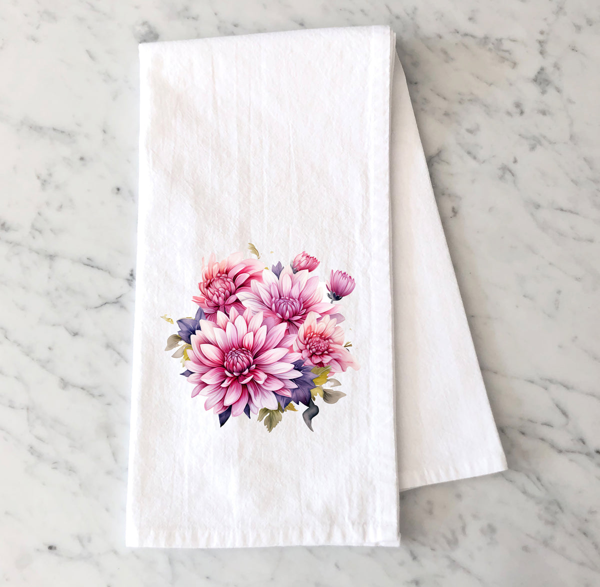 Chrysanthemum Flour Sack Towel - Floral Tea Towels - Pink Chrysanthemu –  Running Frog Studio