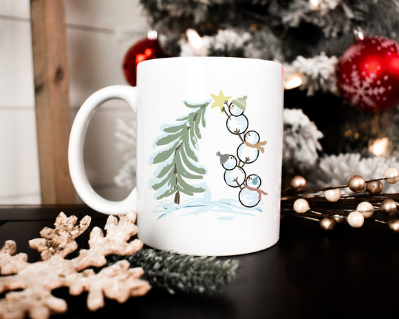 Winter Snowmen Coffee Mug Gift - Holiday Mug Gift - Christmas Gift - Secret Santa Gift Mug- Stack of Snowmen