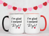 I'm Glad I Swiped Right Coffee Mug Gift - Valentine's Day Gift for Boyfriend or Girl Friend - Gift for Him - Gift for Her - Valentines Mug