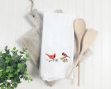 Bird Lover's Flour Sack Towel Gift - Cardinal Tea Towel - Chickadee Tea Towel - Titmouse Tea Towel - Gift for Bird Watcher