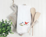 Bird Lover's Flour Sack Towel Gift - Cardinal Tea Towel - Chickadee Tea Towel - Titmouse Tea Towel - Gift for Bird Watcher