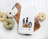 Halloween Black Cat Kitchen Towel - Fall Tea Towel - Halloween Kitchen Decor - Flour Sack Dish Towel - Coffee Bar Towel - Fall Farmhouse