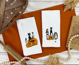 Halloween Black Cat Kitchen Towel - Fall Tea Towel - Halloween Kitchen Decor - Flour Sack Dish Towel - Coffee Bar Towel - Fall Farmhouse