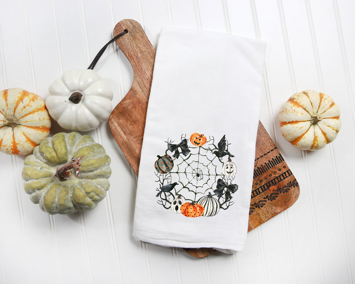 Halloween Kitchen Towel - Spider Web Tea Towel - Witch Chair Kitchen D –  Running Frog Studio