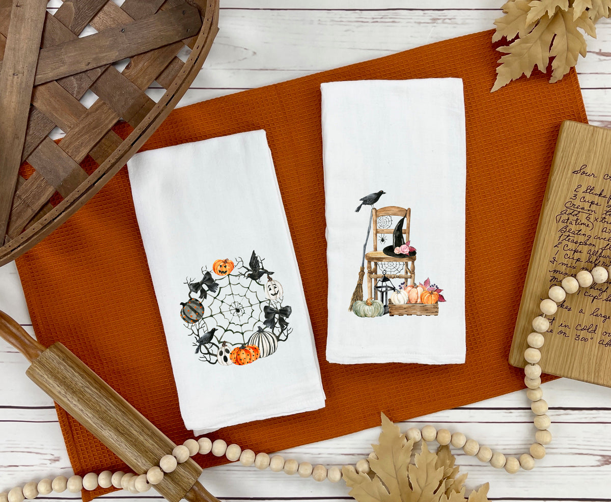 Kitchen Towel Cotton Embroidered Halloween It is Fun Stirring 