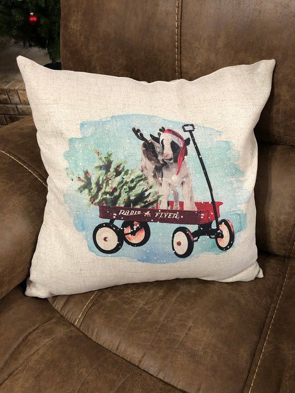 Christmas Baby Goat Decorative Pillow Cover -