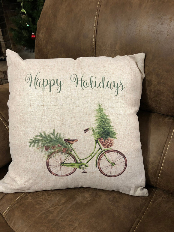 Christmas Bicycle Pillow Cover