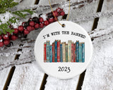 I'm With the Banned Ceramic Ornament - Banned Books Christmas Ornament - Social Justice Christmas Tree Decor - Resistance Feminist Ornament