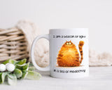 Funny Cat Coffee Mug – "I Am a Beacon of Light in a Sea of Mediocrity" – Cute Chonky Cat Gift