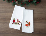 Christmas Birds Tea Towel - Cardinal Flour Sack Towel - Winter Kitchen Towel - Chickadee Christmas Kitchen Towel - Gift for Bird Lover