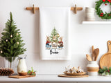 Personalized Christmas Caroling Rabbits Flour Sack Towel - Bunny Carolers - Cotton Tea Towel - Kitchen Decor Christmas Kitchen towel