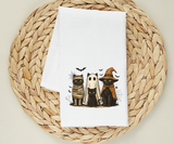 Halloween Cats Flour Sack Towel – Spooky Black Cat Kitchen Towel, Fall Witch Ghost Mummy Design, Cute Halloween Decor