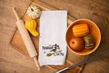 Halloween Flour Sack Towel Set – Chickadee Witch & Spooky Pumpkins | Farmhouse Kitchen Decor | Fall Dish Towels | Hostess Gift