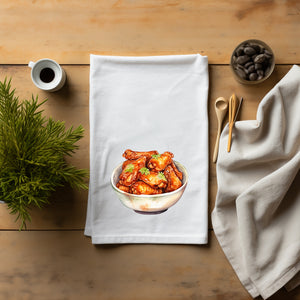 Chicken Wings Flour Sack Towel - Gift for Chicken Wing Lover - Funny Gift for Buffalo Chicken Wing Lover - Foodie Gift - Kitchen Towel