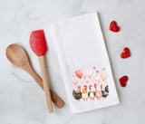 Valentine Chickens Flour Sack Towel – Farmhouse Valentine Kitchen Decor, Cute Chicken Tea Towel, Love Birds Farmhouse Gift