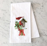 Christmas Cardinal Decor - Christmas Bird Tea Towel - Cardinal Flour Sack Towel - Christmas Gift - Christmas Kitchen - Kitchen Towel