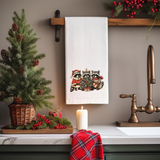 Christmas Raccoon Flour Sack Towel – Holiday Kitchen Towel, Woodland Christmas Decor, Animal Lover Gift, Cute Farmhouse Dish Towel