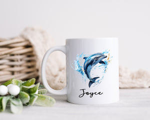 Personalized Dolphin Ceramic Mug – Dolphin Lover's Mug - Custom Name Coffee Cup – Ocean Lover Gift