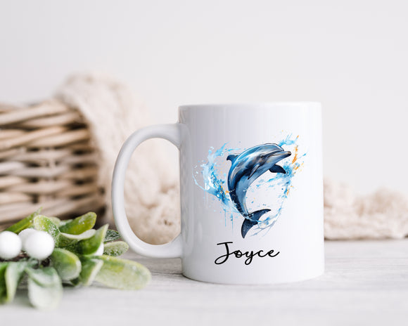 Personalized Dolphin Ceramic Mug – Dolphin Lover's Mug - Custom Name Coffee Cup – Ocean Lover Gift