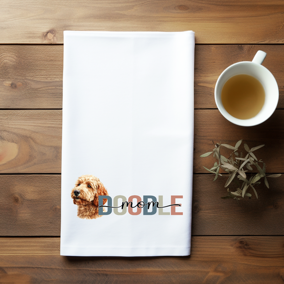Doodle Mom Flour Sack Towel - Cute Dog Lover Gift - Doodle Lover Kitchen Towel - Mother's Day Gift for Fur Mom