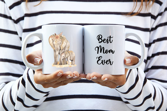 Best Mama Ever Watercolor Mama Elephant Coffee Mug