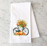 Fall Bicycle Tea Towel - Fall Kitchen Towel Gift - Fall Decor Flour Sack - Farmhouse Decor - Kitchen Tea Towel - Housewarming - Autumn Decor