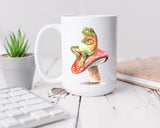 Whimsical Frog on Mushroom Coffee Mug - Frog Lovers Coffee Cup Gift - Cottagecore Mug - Mushroom Coffee Mug - Frog and Mushroom Cottagecore