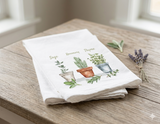 Summer Kitchen Towel Set, Lemon Herb Tea Towels, Set of 4 Flour Sack Towels, Farmhouse Kitchen Decor, Gift for Her, Housewarming Gift