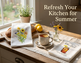 Summer Kitchen Towel Set, Lemon Herb Tea Towels, Set of 4 Flour Sack Towels, Farmhouse Kitchen Decor, Gift for Her, Housewarming Gift