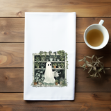 Ghost Gardener Flour Sack Towel – Plant Lover Kitchen Towel – Cute Watering Ghost Tea Towel – Boho Greenery Decor – Houseplant Gift