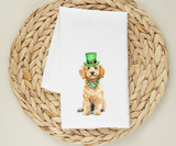 Golden Doodle St. Patrick’s Day Flour Sack Towel - Lucky Dog Kitchen Towel - St. Paddy’s Day Decor - Dog Lover Gift