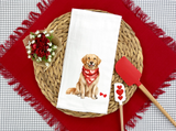 Golden Retriever Valentine Flour Sack Towel | Dog Lover Kitchen Towel | Valentine’s Day Tea Towel | Golden Dog Gift | Farmhouse Decor