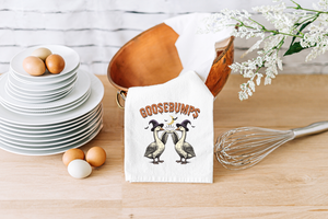 Goosebumps Halloween Flour Sack Towel | Funny Goose Kitchen Towel | Witchy Farmhouse Décor | Spooky Season Gift
