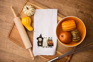Trick-or-Treat Frogs Halloween Flour Sack Towel – Cute Spooky Kitchen Decor - Fall Kitchen Towel - Halloween Tea Towel