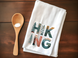 Hiking Themed Flour Sack Towel – Adventure Lover Kitchen Decor | Outdoorsy Gift | Cabin Kitchen Towel | Nature Lover Gift