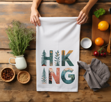 Hiking Themed Flour Sack Towel – Adventure Lover Kitchen Decor | Outdoorsy Gift | Cabin Kitchen Towel | Nature Lover Gift