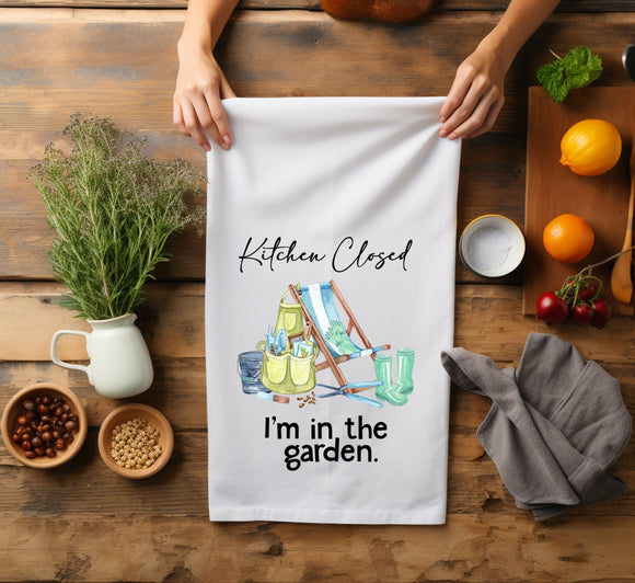 Garden Retreat Flour Sack Towel - Gift for Gardener - Gardening Tea Towel - Gardening Kitchen Decor - Home Garden Kitchen Towel