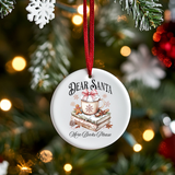 Dear Santa – More Books Please Ceramic Ornament | Book Lover Gift | Christmas Tree Decor | Cozy Holiday Gift for Readers