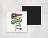 War Is Not Healthy Magnet – Retro Peace Flower Magnet – Anti War Magnet – Protest Magnet – Peace Message Magnet – 2x2 Fridge Magnet
