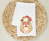 Patchwork Santa Flour Sack Towel – Vintage Santa Kitchen Towel, Christmas Decor, Farmhouse Holiday Gift, Cotton Dish Towel