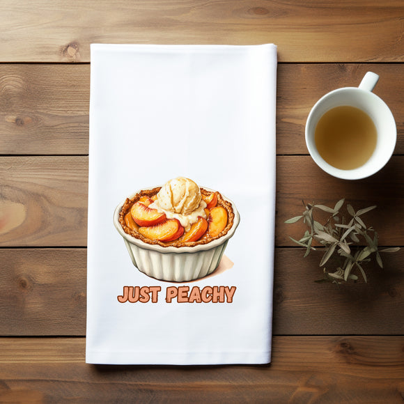 Just Peachy Flour Sack Towel – Peach Cobbler Kitchen Towel - Summer Tea Towel