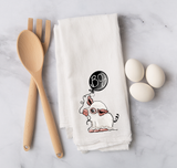 Halloween Pig Towel | Ghost Piggie Flour Sack Towel | Cute Fall Kitchen Decor | Farmhouse Halloween Gift | Running Frog Studio