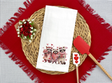 Valentine Raccoon Flour Sack Towel – Cute Raccoon Lover Kitchen Décor – Romantic Kitchen Gift – Valentine’s Kitchen Towel