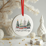 Seasons Readings Ceramic Christmas Ornament – Book Lover Gift, Librarian Gift, Reader Holiday Decor, Bookish Christmas Ornament